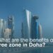 Skyline of Doha with modern skyscrapers, highlighting the benefits of free zone business setup in Doha, Qatar