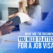 Person handing over passport and travel documents at an office desk, with text overlay asking 'What are the documents you need to attest for a job visa?' — highlights visa attestation process for overseas employment.